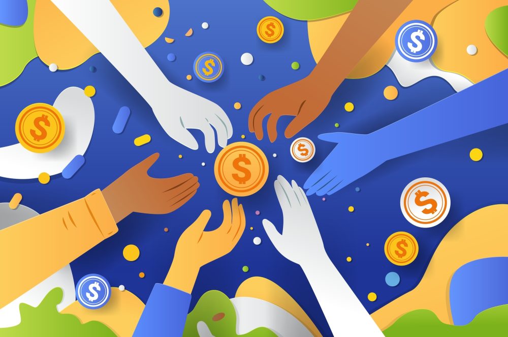 Hands,Reaching,For,Coins,Financial,Collaboration,Concept.,Diverse,Hands,Reaching